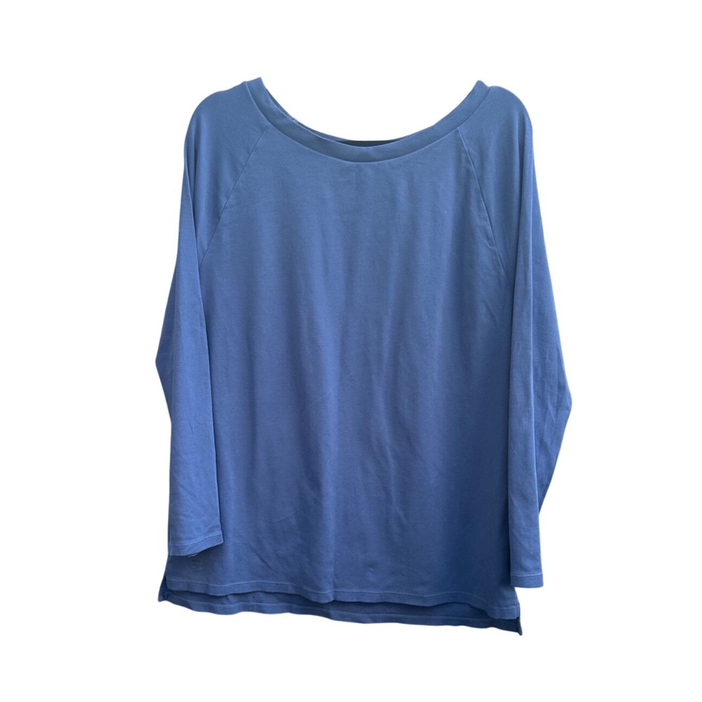 Lauren Ralph Lauren Blue Raglan Long Sleeve Scoop Neck Top Plus Size 2X - Picture 2 of 5